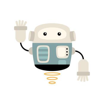 white robot floating vector