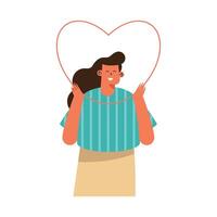 female lover lifting heart vector