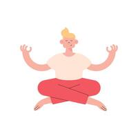 blond man practicing yoga vector