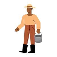 afro farmer with bucket vector