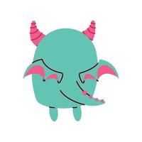 demon back kawaii style vector