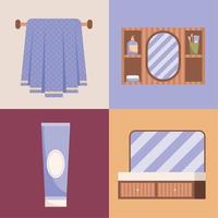 bathrooms and toilet four icons vector