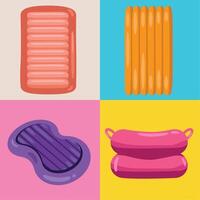 four pool inflatables icons vector