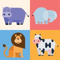 estilo de formas básicas de grupo de animales vector