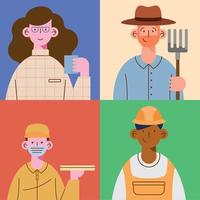 professionals workers four characters vector