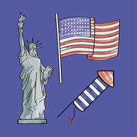 tres iconos de la cultura de estados unidos vector