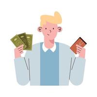 blond man with wallet vector