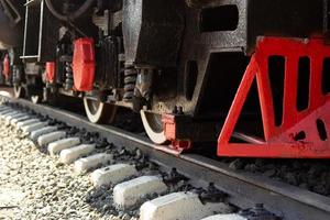 Rails sleepers the lower part of the train. photo