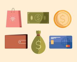 six money and economy icons vector