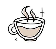 Coffee mug doodle Clipart in black and beige Vector illustration in hand-drawn style