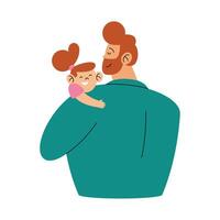 bearded father with daughter vector