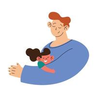 young father lifting daughter vector