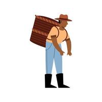 farmer lifting basket working vector