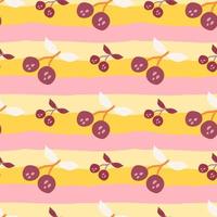 Hand drawn cherry berries and leaves seamless pattern. Hand drawn cherries wallpaper. Fruits backdrop. vector