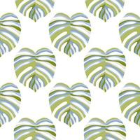 Monstera leaf tropical seamless pattern. palm leaves endless background. Botanical wallpaper. vector