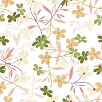 Cute simple flower seamless pattern. Doodle botanical plants background. Hand drawn abstract floral wallpaper. vector