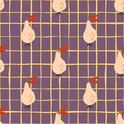 Hand drawn pears seamless pattern. Fruits botanical backdrop.