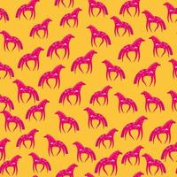 Hand drawn horse seamless pattern. Cute cartoon wallpaper with wild flower and stylized animals. vector