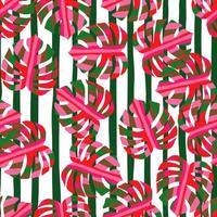 Monstera decorativa siluetas de patrones sin fisuras. papel tapiz de hojas de palma exóticas. vector
