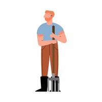 farmer with rake tool vector