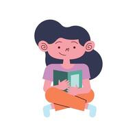 little girl reading book vector