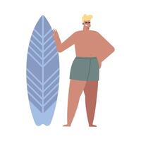 surfer with blue surfboard vector