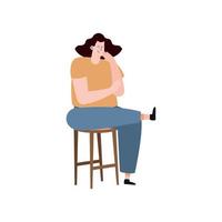 woman sitting on chair vector