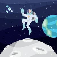 astronaut and moon vector