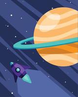 space rocket and saturn vector