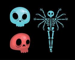 skeleton and skulls vector