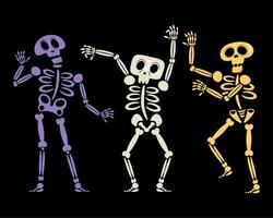 funny skeletons dancing vector