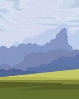 paisaje de pradera y nubes vector