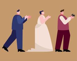 three wedding elegant characters vector