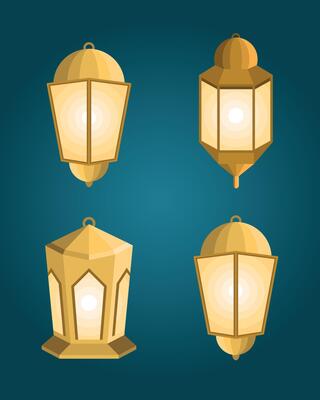 four ramadan kareem lamps
