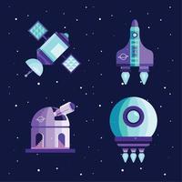cuatro iconos exteriores del espacio vector