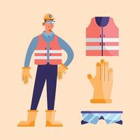 man with safety equipment vector