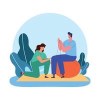 patient with female therapist vector