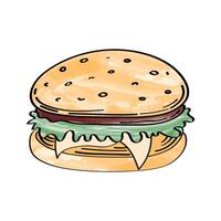 delicious hamburger fast food vector