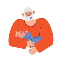 grandfather lifting baby vector