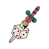 dice and sword tattoo vector