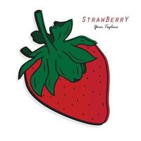 Fresh strawberry vector color illustration, background, banner for label design. Flat art cartoon drawing design. Vector isolated on white background.