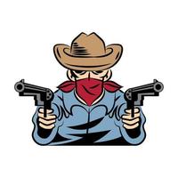 gunslinger bandit with guns vector