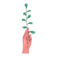 left hand with leafs vector