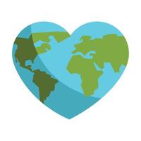 earth with heart shape vector