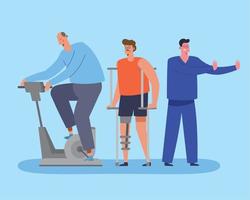 male physiotherapy patients and therapist vector