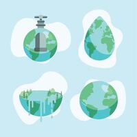 four water day icons vector