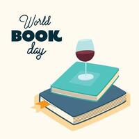 book day lettering postcard vector