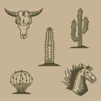 five wild west icons vector