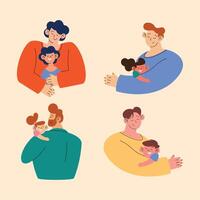 eight fathers and kids vector