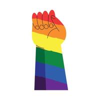 fist hand with lgbtq flag vector